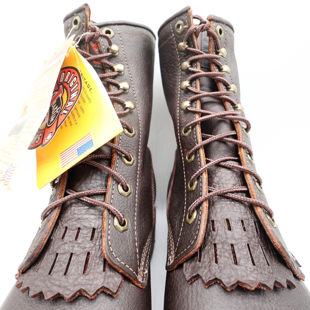 Justin 761 Work Boots Mens 9.5 EE Brown Briar Pitstop Leather New With Box - Picture 4 of 16